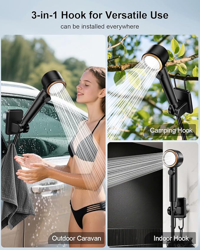 AUTOPkio Portable Camping Shower, Rechargeable Camp Shower Pump with USB Cable & Electric Outdoor Shower Head Sprayer for Camping, Hiking, Pet Bathing, Washing