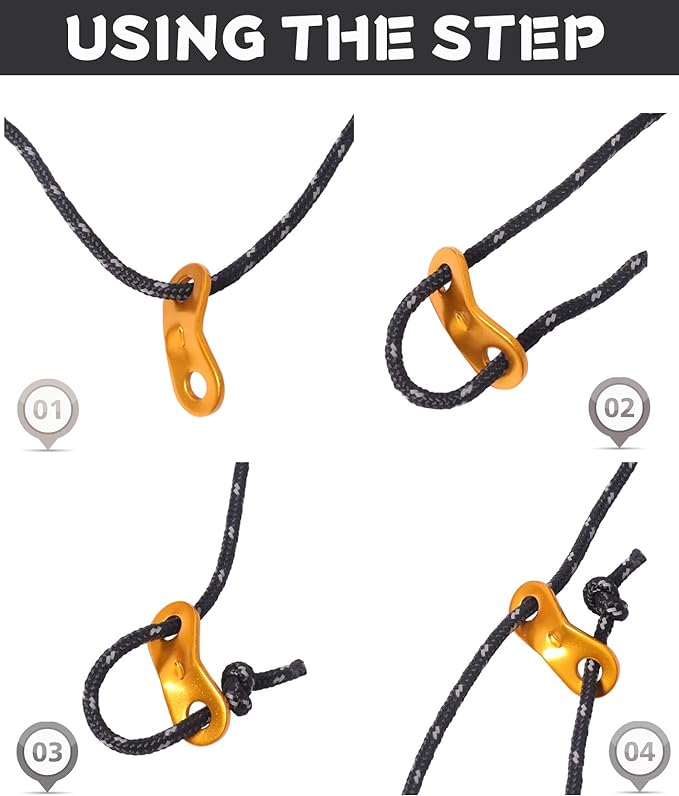 Hikeman 6 Pack 4mm Outdoor Guy Lines Tent Cords Lightweight Camping Rope with Aluminum Guylines Adjuster Tensioner Pouch for Tent Tarp, Canopy Shelter, Camping, Hiking, Backpacking