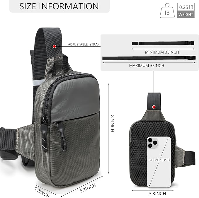 Mini Sling Bag for Men Women, Waterproof Utility Crossbody Backpack Chest Bag for Hiking Travel Sports Running