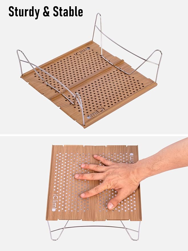 iClimb Mini Solo Folding Table Ultralight Compact for Backpacking Camping Hiking Beach Picnic (Nature - Mini)