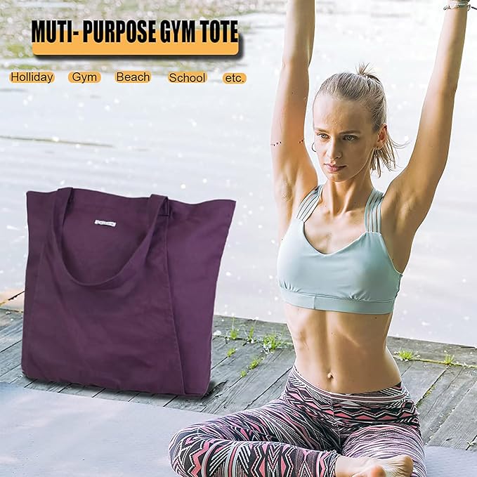 Yoga Bags for Women with Yoga Mats Bags Carrier Carryall Canvas Tote for Pilates Shoulder for Travel Office Beach Workout