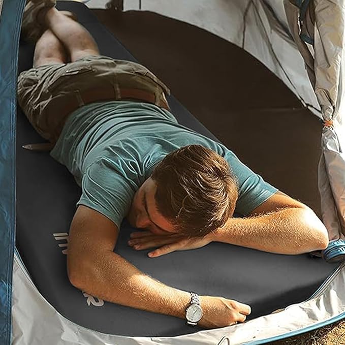 INVOKER Camping Sleeping Pad 2.75” Memory Foam Fast Self Inflating Insulated Durable Camping Mat Air Mattress with Pillow,for Tent, Traveling, Car, Camping, Grey
