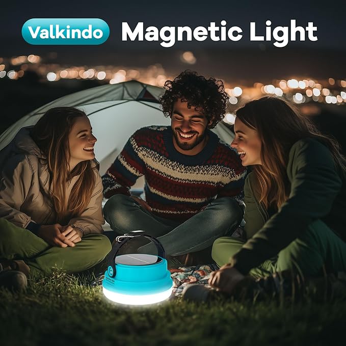 Solar Camping Lantern Rechargeable, 2-in-1 10000mAh Rechargeable Camping Light and Phone Charger for Hiking,Travel - Emergency Hanging Light for Hurricane, Power Outage, 200W, Blue