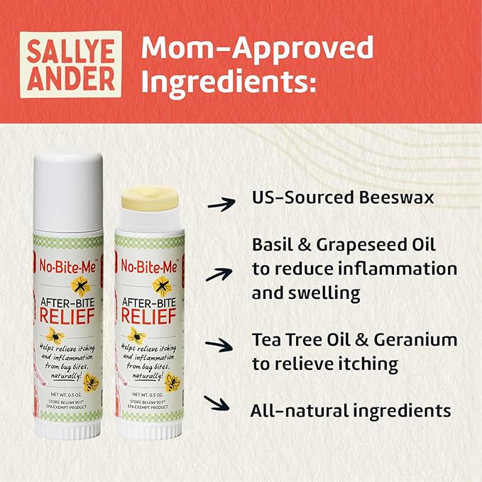SALLYEANDER No-Bite-Me Anti-Itch Balm Sticks – All-Natural Bug-Bite Relief – 2-Pack – Gentle for Kids & Infants