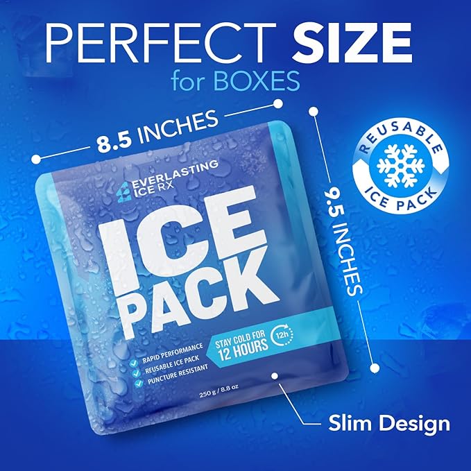 Rapid Performance Reusable Ice Packs for Coolers or Lunch Box | 4 Pack | Cold for Up to 12 Hours | Ice Packs for Cooler, Long Lasting for Camping, Beach