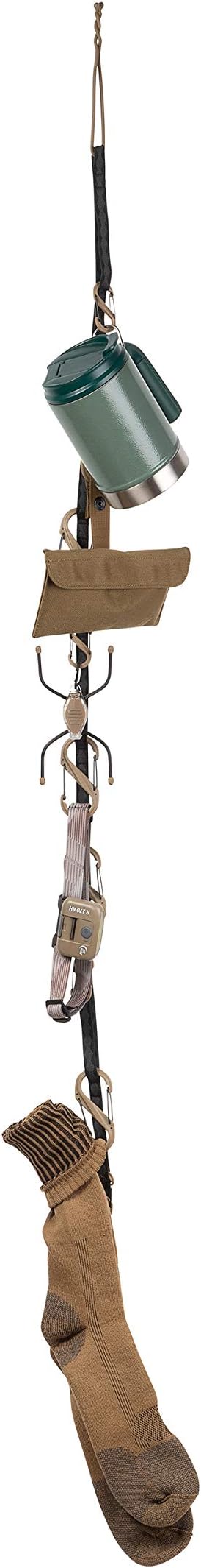 Nite Ize GearLine Hanging Organization System - Gear Ties for Camping, Hiking & Outdoor Activities - Webbing Line with S-Biner Clips & Bendable Ties - Camping Gear Organization - Coyote