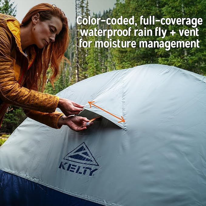 Kelty Late Start Backpacking Tent – Lightweight Two Man Camping Tent Shelter with Quickcorners, Aluminum Poles, Waterproof Poly Fly, Updated for 2024