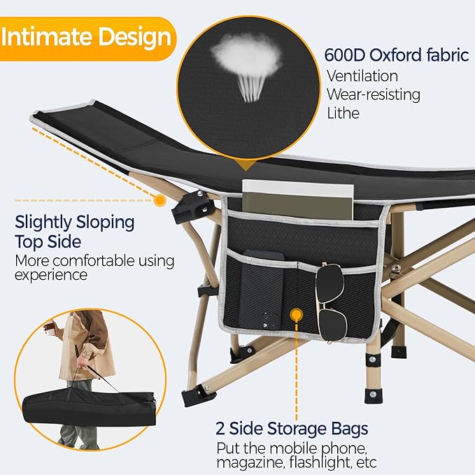 Yaheetech Folding Camping Cot, Portable Military Canvas Sleeping Bed, Outdoor Comfortable Lightweight Bed with Carry Bag for Hiking, Backpack Travel, Home & Office