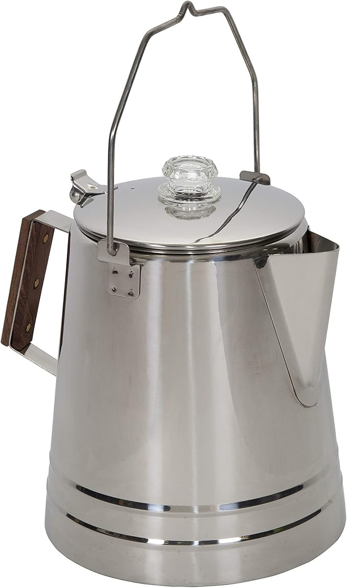 Stansport Stainless Steel Percolator Coffee Pot 28 Cups (276-28), Silver