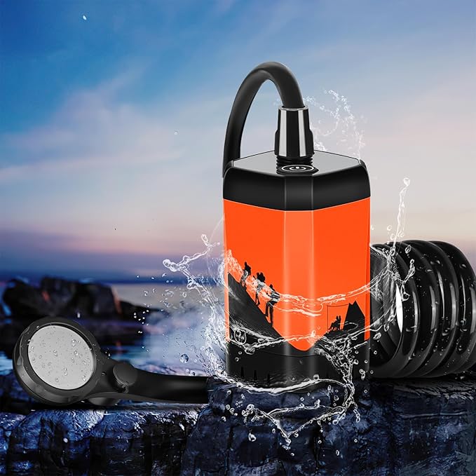 MIAOKE Upgrade Portable Camping Shower, 7800mAh Outdoor Electric Shower Rechargeable Pump with Intelligent Digital Display Temperature Display Shower Head for Camping, Hiking, Traveling