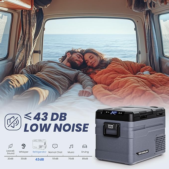 12 Volt Car Refrigerator Dual Zone Electric Cooler, 40 Quart Portable Freezer Fridge with APP Control, Compatible with Detachable Battery (Not Included), for Overlanding, Camping, RV, Truck