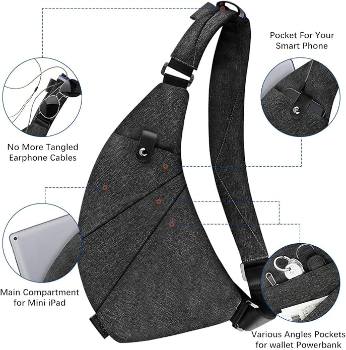 Sling Crossbody Bags Trendy Travel Anti Theft Safe Purse Bags for Women Men Waterproof