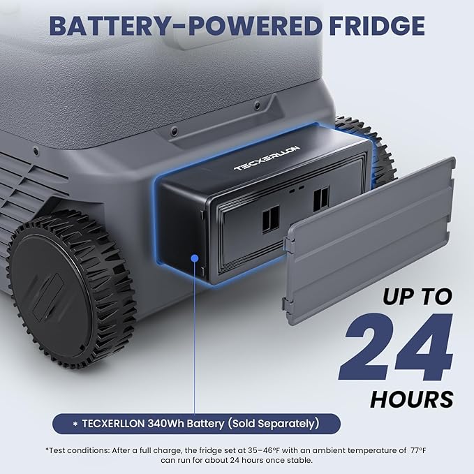 12 Volt Car Refrigerator Dual Zone Electric Cooler, 50 Quart Portable Freezer Fridge with APP Control, Compatible with Detachable Battery (Not Included), for Overlanding, Camping, RV, Truck
