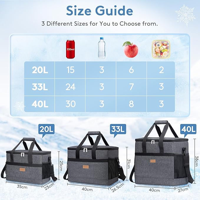 Lifewit Cooler Bag 30/50/60 Cans Collapsible and Insulated Large Lunch Bag Leakproof Soft Cooler Portable Tote for Camping/BBQ/Family Outdoor Activities