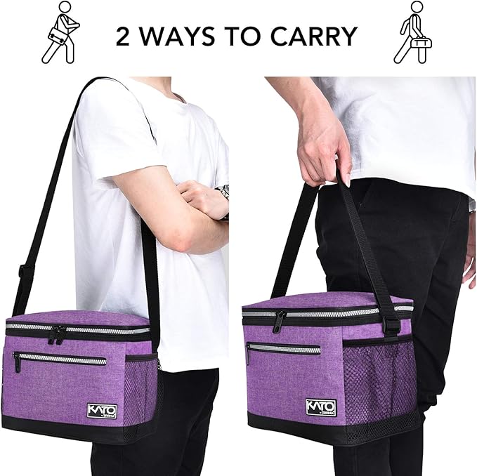 Tirrinia Insulated Lunch Box for Men/Women, Leakproof Thermal Lunch Bag for Office Picnic Work Beach Camping,Reusable Lunch Cooler Tote for Adult, Purple