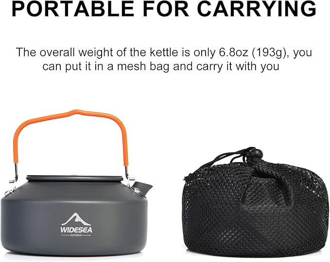 Widesea 1L Camping Kettle Portable Ultralight Aluminum Teapot for Backpacking,Hiking, Camping and Picnic