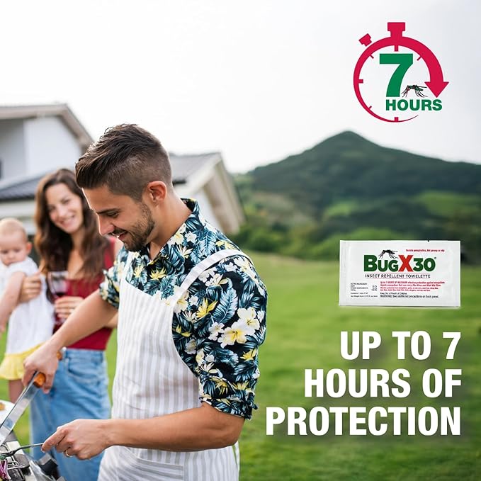 CoreTex Bug X 30 Mosquito, Tick, & Insect Repellent Wipes with 30% DEET - Pack of 50 Single-Use Bug Repellent Wipes for Up to 7 Hours of Reliable Protection Against 12 Types of Biting Insects