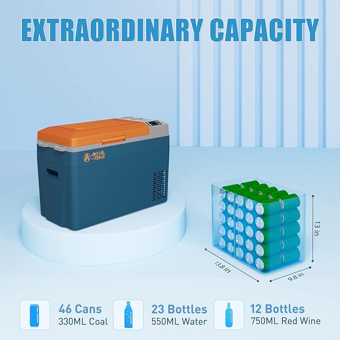 12 Volt Refrigerator, 32 Quart(30L) Portable Refrigerator Freezer(-7℉~50℉) APP Control Car Fridge Cooler with Compressor 12/24V DC and 110-240V AC for Car, Camping and Home Use