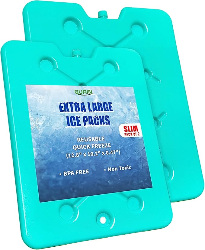 GURIN Reusable Ice Packs for Lunch Box/Coolers, Bag, or Backpack Coolers - Cold Up to 8-12 Hours Long Lasting for Camping Picnic, Outdoor Activities, Food Delivery