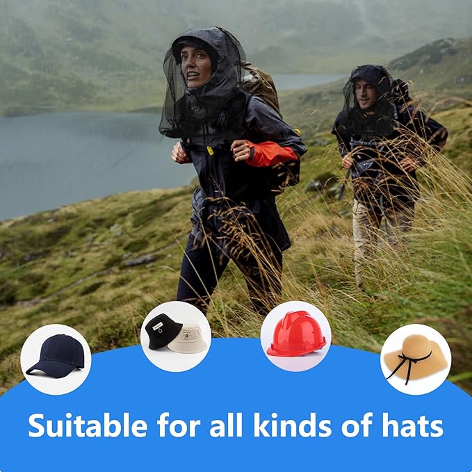 Mosquito Head Net Hat, Protects Face and Neck from Mosquito Bites for Camping, Fishing, Gardening, Apiculturist