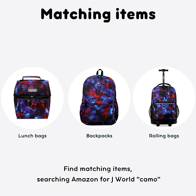 J World Corey Kids Lunch Bag. Insulated Lunch-Box for Boys Girls, Camo