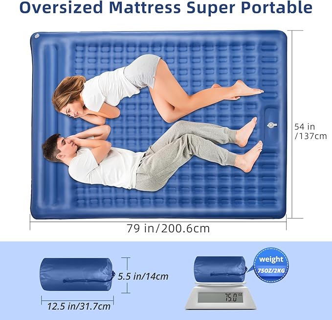 Camping Sleeping Pads,Extra Thick 5 Inch Inflatable Sleeping Mat with Pillow Built-in Pump,Oversized Air Mattress Super Portable for Backpacking Hiking, Tent, Traveling