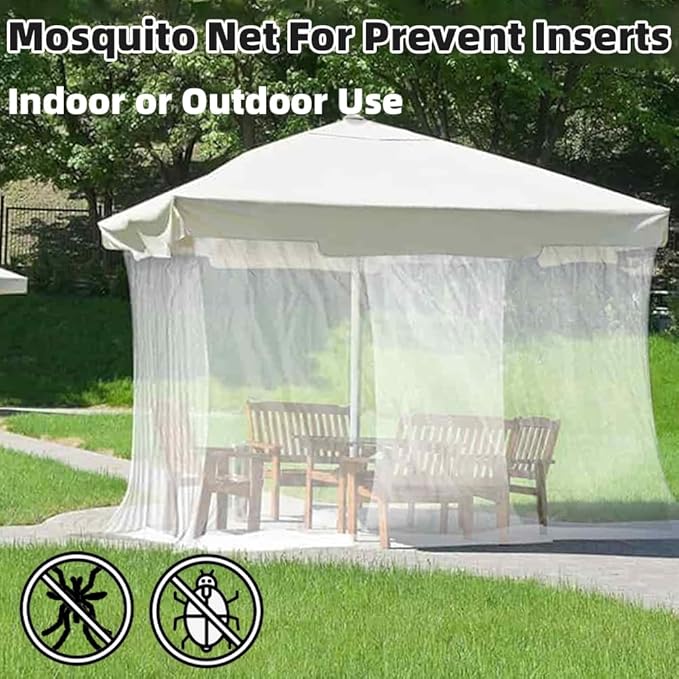 Outdoor Camping Mosquito Net, Large Size White Mesh Insect Netting with Storage Bag for Camping, Picnic, Outdoor Trips (One-Opening 83"x79"x71")