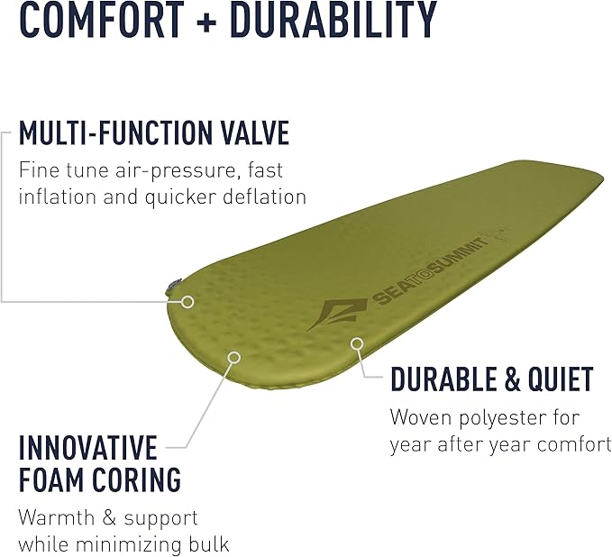Sea to Summit Camp Self-Inflating Foam Sleeping Mat for Camping and Backpacking, Tapered - Large (78 x 25 x 1.5 inches)