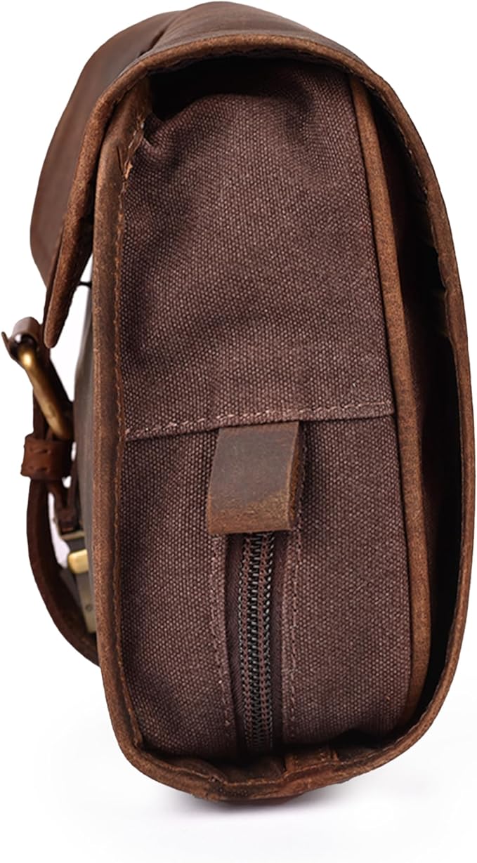 LEATHER VILLAGE Hanging Toiletry Bag for Men & Women, Handcrafted Vintage Cosmetic & Shaving Organizer Travel Dopp Kit- Brown