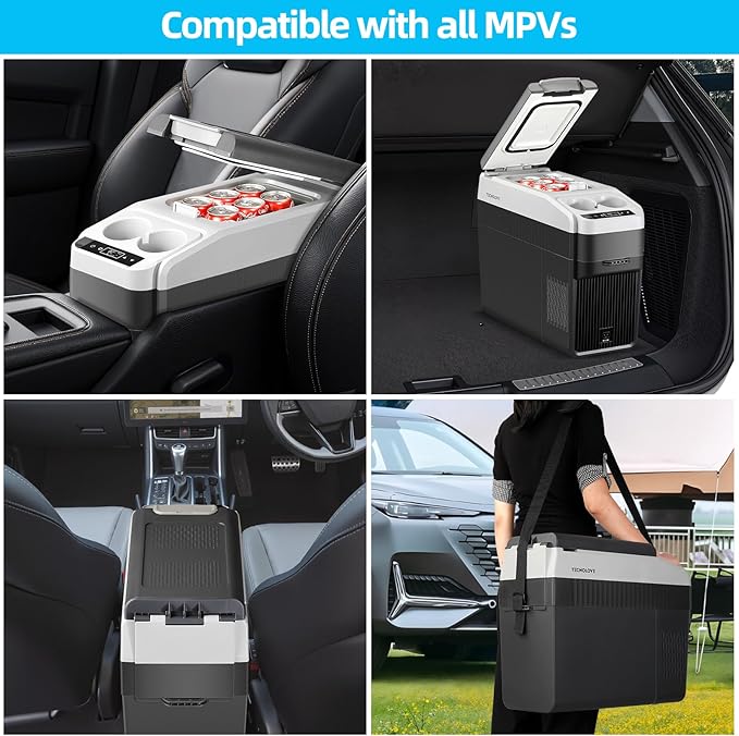 12 Volt Center Console Fridge,Car Refrigerator 19QT(18L) Cooler (-4℉-50℉),Portable Car Refrigerator RV Fridge,Portable Electric Cooler with 12/24V DC&110V AC, For MPV,Car,RV,Camping,Travel,SUV, Van