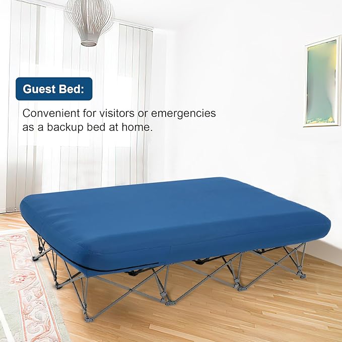KAMPKEEPER Camping Cot,Folding Camping Bed with Inflatable Air Mattress and Carry Bag,for Outdoor Travel Camp Beach Vacation,(not Included The Airpump)