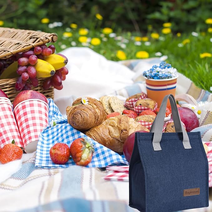 Lunch bag, Insulated Lunch Bag for Women Men, Lunch Containers Reusable Lunch Tote Bags for Work, Travel, Outdoor (Blue)