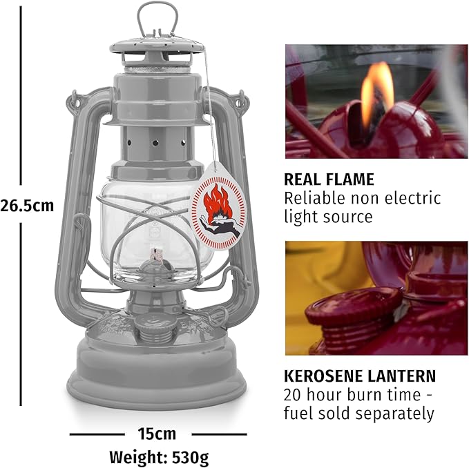 Baby Special 276 Storm Lantern - Made in Germany Since 1893 - Petroleum Lamp Made of Powder-Coated Steel and Shatterproof Glass - Sage Green
