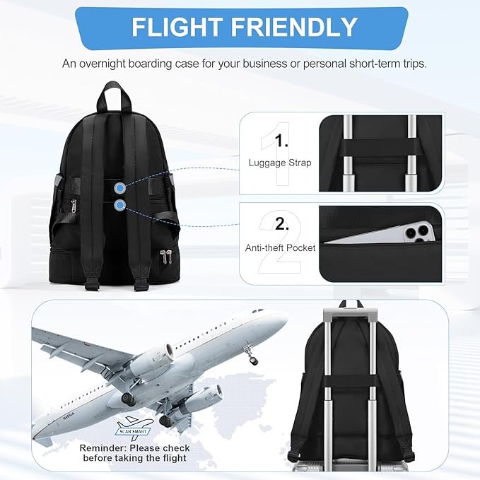 coofay Small Gym Backpack For Women Men Black Travel Backpack With Shoe Compartment Waterproof Sports Backpacks Small Gym Bag for Women Dance Backpacks For Dancers