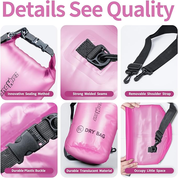 Waterproof Dry Bag - Roll Top Transparent Storage Bag,2L/5L/10L/20L,Suitable for Traveling, Swimming, Kayaking, Camping, Fishing, Rainy Day Trips