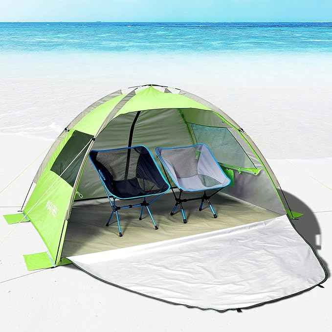 G4Free Portable Beach Tent 2-3 Persons Sun Shade Shelter UPF 50+ Sport Umbrella Canopy with Extendable Floor Foldable Lightweight