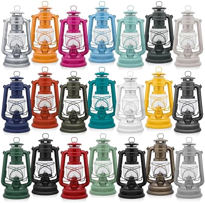 Outdoor Kerosene Fuel Lantern, German Made Weather Resistant Baby Special 276 Galvanized Hurricane Lamp for Camping or Patio, 10 Inches, Telemagenta