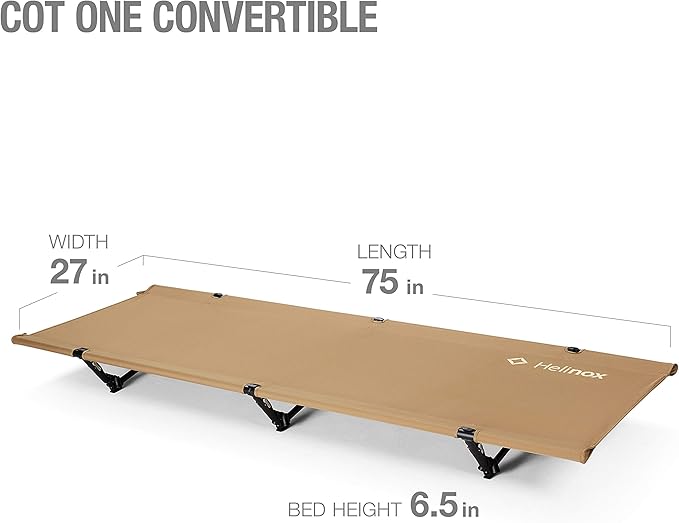 Helinox Cot One Lightweight, Compact, Collapsible, Portable Camping Cot, Regular, Coyote Tan