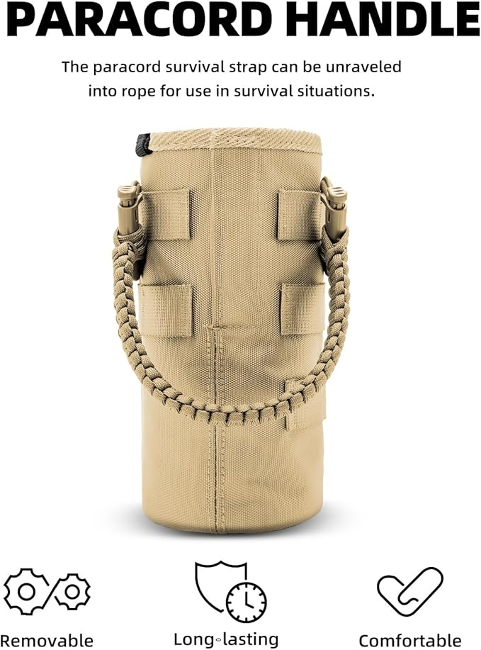 Water Bottle Holder Bag with Molle Strap - Water Bottle Carrier Pouch for Walking, Gym, Camping, Fishing, Hunting 32oz, 64oz, 128oz One Gallon Tactical Carrier Holder