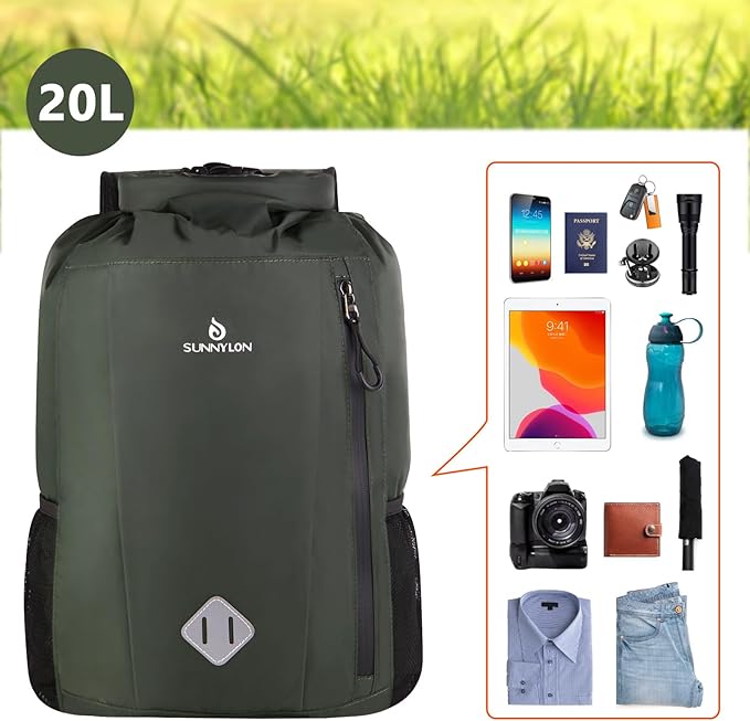 Dry Bag Backpack, 20L Dry Bags Waterproof with Waist Pouch and Phone Case,Roll top Dry bag for kayaking,Marine dry bag for Kayaking,Beach, Rafting, Boating, Hiking, Camping and Fishing
