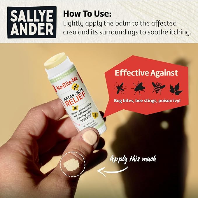SALLYEANDER No-Bite-Me Anti-Itch Balm Sticks – All-Natural Bug-Bite Relief – 2-Pack – Gentle for Kids & Infants