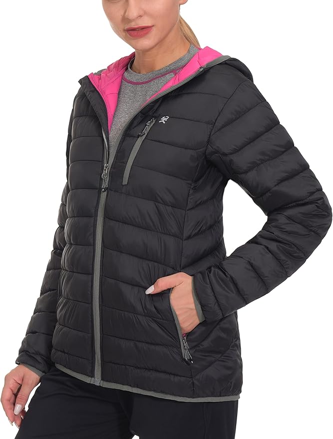 Little Donkey Andy Women's Packable Lightweight Puffer Jacket Hooded Windproof Winter Coat with Recycled Insulation