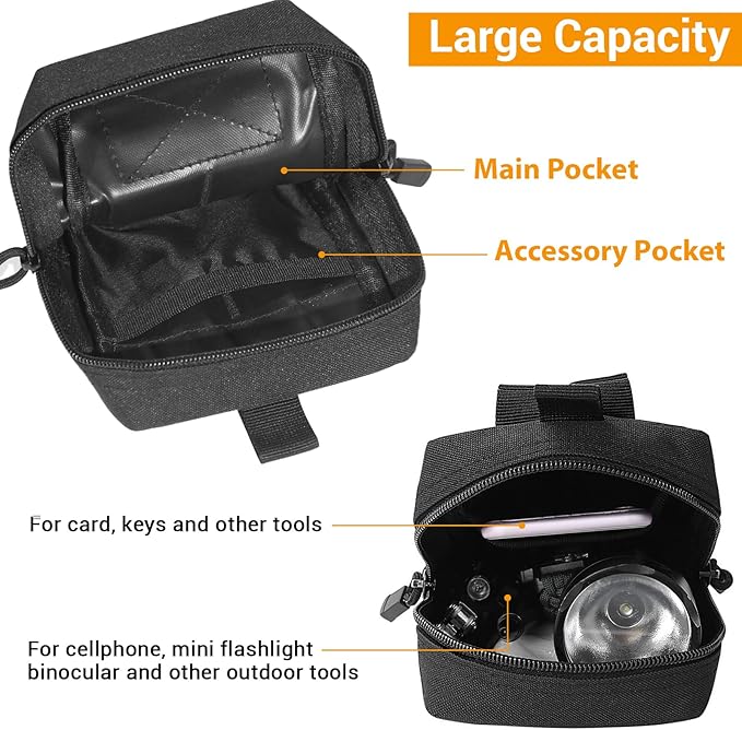 FUNANASUN 2 Pack Molle Pouches Tactical Pouch Small Molle Pouch Compact Water-Resistant EDC Pouch Molle Bag