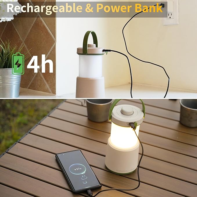 4PK LED Camping Lantern Rechargeable, 800LM, 230Hours Runtime, 5 Modes Camping Light with Red Light, IPX4 Waterproof Lantern Flashlight for Hurricane,Emergency,Power Outages,Home,Hiking