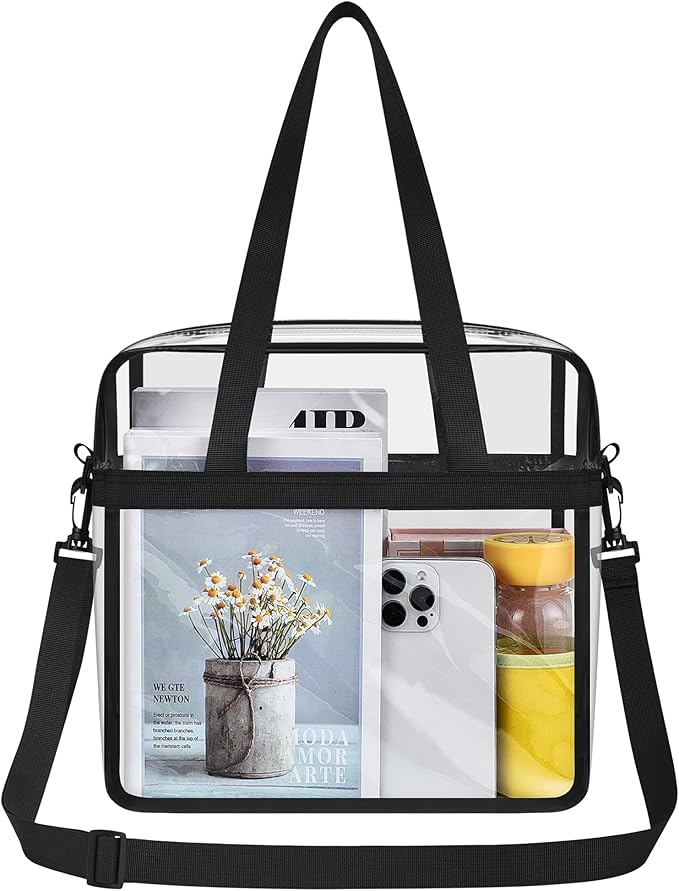 USPECLARE Clear Tote Stadium Approved, Security Travel & Gym Clear Bag for Work Sports Games Concerts