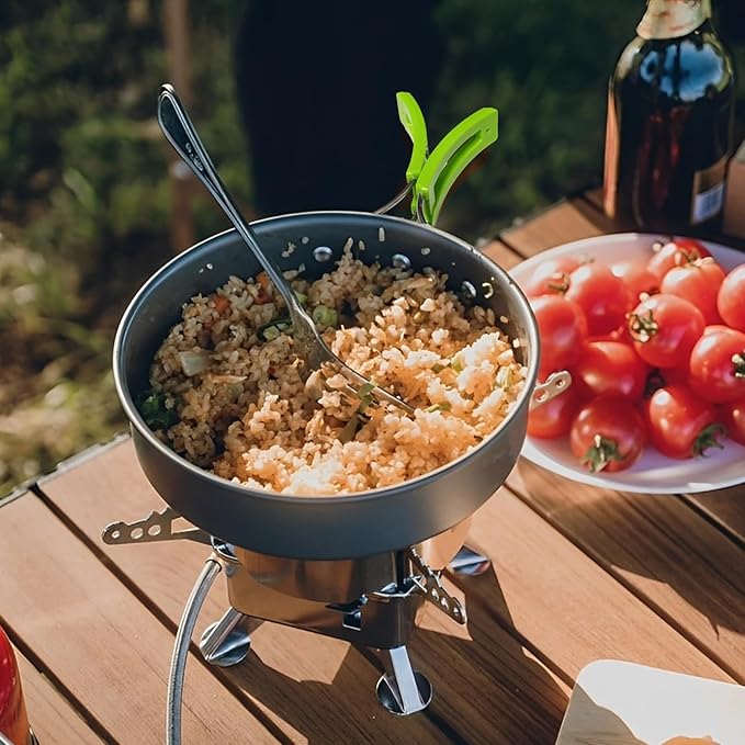 7Pcs Camping Pan Set - Backpack Cookware Pot and Pans Set, Survival Cooking Kit for Hiking, Picnic