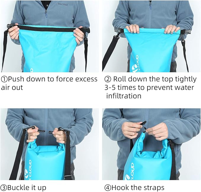 ROCK CLOUD Dry Bag Waterproof 10L Dry Sack for Kayaking Rafting Boating Beach Surfing Swimming Canoe Camping Hiking Fishing Ski, Black