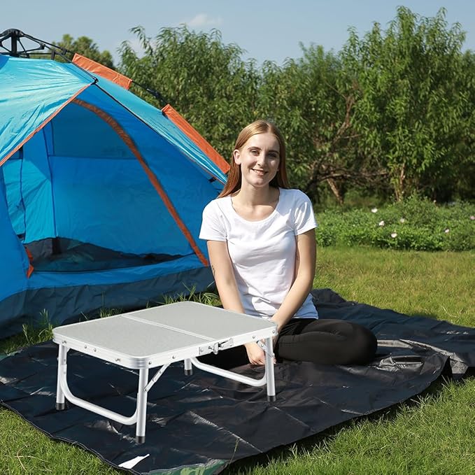 REDCAMP Small Folding Camping Table,2ft Portable Aluminum Outdoor Small Foldable Table Adjustable Height Lightweight for Picnic Cooking Beach
