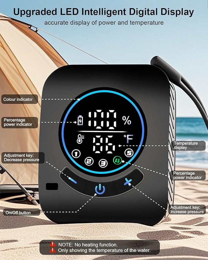 AUTOPkio Portable Camping Shower, Rechargeable Camp Shower Pump with USB Cable & Electric Outdoor Shower Head Sprayer for Camping, Hiking, Pet Bathing, Washing