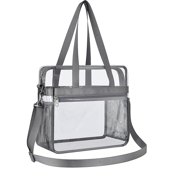 USPECLARE Clear Tote Stadium Approved, Security Travel & Gym Clear Bag for Work Sports Games Concerts